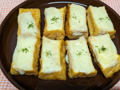 厚揚げのカレーめんつゆチーズ焼き